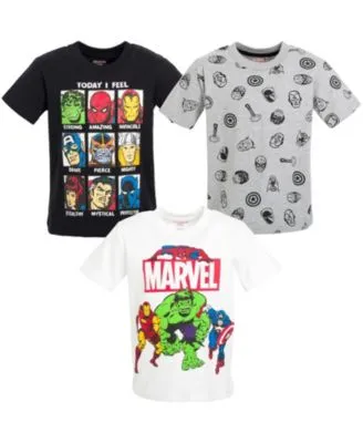 Marvel Avengers Spider-Man Iron Man Thor 3 Pack T-Shirts Baby to Big Kids