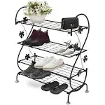 Nijoam 4-Tier Shoe Rack Storage, Metal Wire - Weatherproof 4 Tier, Black 