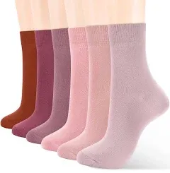 ATBITER Women's Thin Dress Socks,Soft Cotton Ankle Crew Calf Socks for Business Trouser Casual (6-Pairs Present Box)