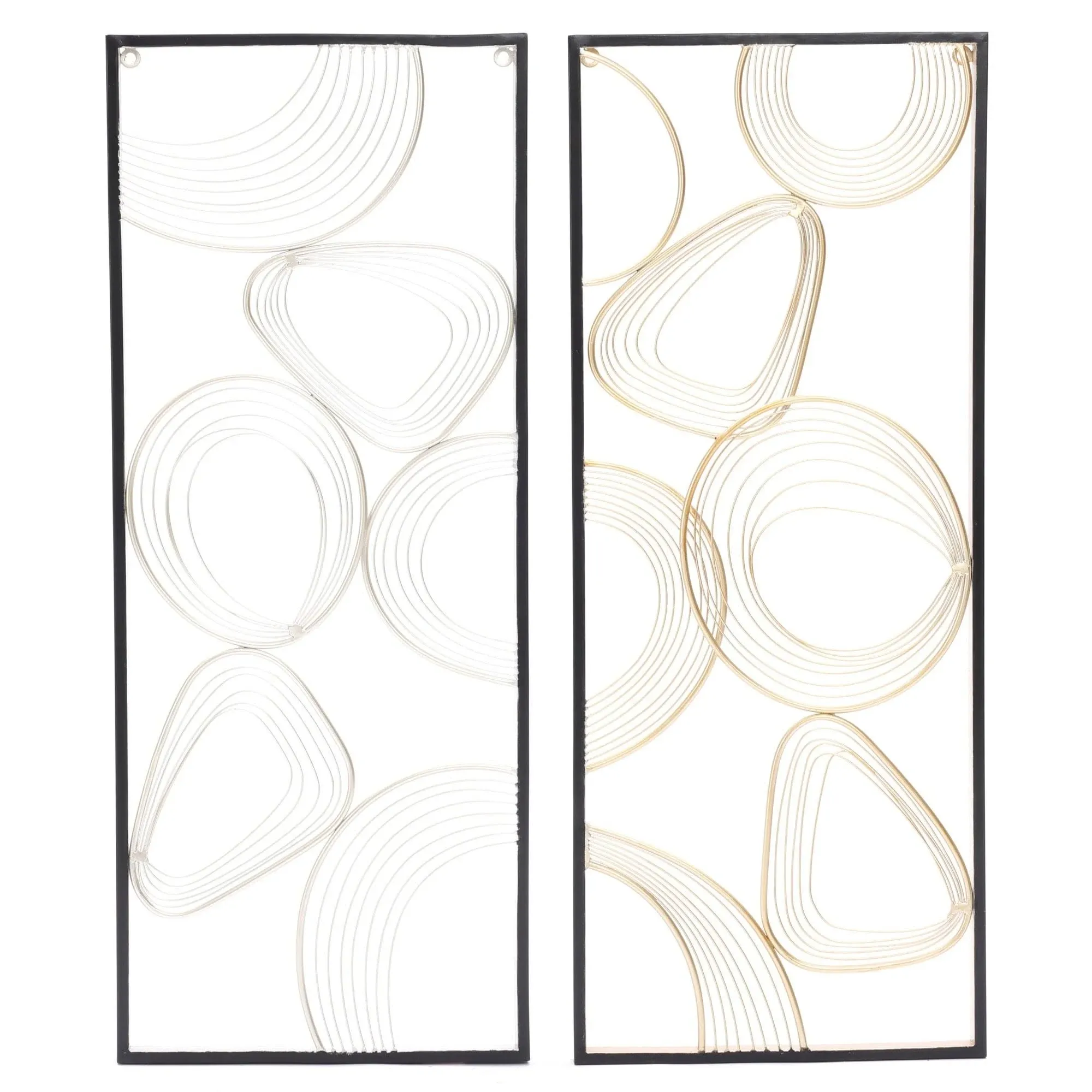 LuxenHome Gold and Silver Abstract Rectangular Metal Wall Accent