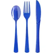 Exquisite 150 Pack Dark Blue Plastic Utensils Heavy Duty Cutlery Set 50 Plastic Forks 50 Plastic Spoons 50 Plastic Knives Perfect Plastic Silverware