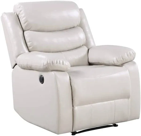 Acme Eilbra Faux Leather Power Recliner with Pillow Top Armrest in Beige