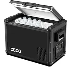 ICECO VL45ProS 47.5Qt Portable Refrigerator, 12V Car Freezer With Multi-directional Lid, 12V Refrigerator with SECOP, 0-50℉, USB&DC&AC, Iron Cabinet Shell Cooler Fridge For Car|With Magnetic Battery