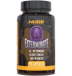 Huge Supplements Exterminate Thermogenic Fat Burner for Men & Women, Supports Weight Loss, Enhances Metabolism, Boosts Caloric Expenditure & Appetite Suppression - 100% Stimulant-Free (No Caffeine)