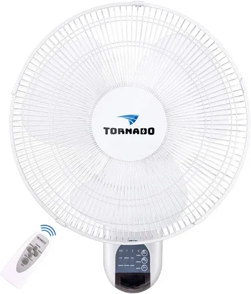 Tornado 16 inch Digital Wall Mount Fan - Remote Control Included - 3 Speed Settings