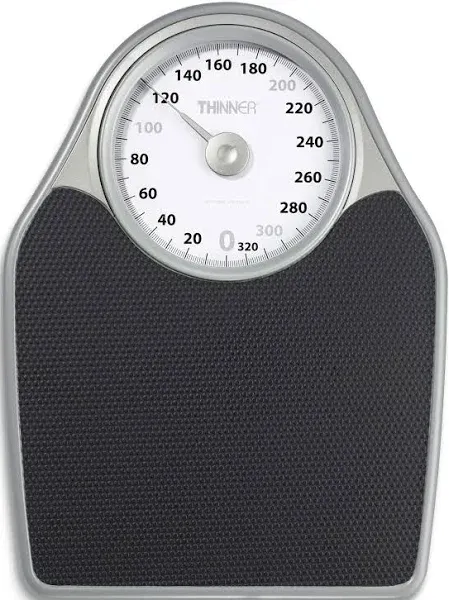 Thinner by Conair Scale for Body Weight, Analog Bathroom Scale in Black