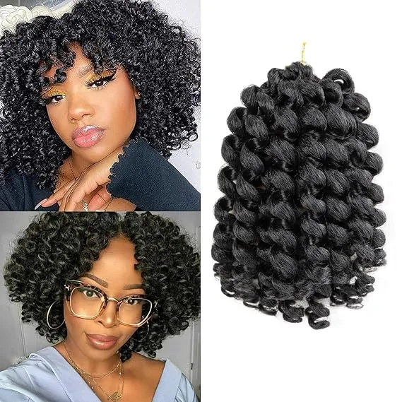 8 Inch 5 Pcs Wand Curl Crochet Hair Jamaican Bounce Crochet Hair Short Curly Braids Hair Curly Crochet Hair for Black Women 20 Roots/Pack(#27)