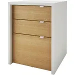 Nexera Filing Cabinet 24.87&#034;x19&#034;x19.<wbr/>87&#034; Chrono White Natural Maple 3-Drawer