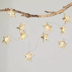 Sullivans Christmas Lighted Star Garland, LED Lights, LED Garland Christmas Lights, Holiday Decor, Christmas Decorations, Gold, 6 Feet Long