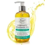 Lymphatic Drainage Massage Oil | 100% Natural Massage Oil for Massage Therapy | Premium Quality with Arnica Eucalyptus & Menthol | for Post Surgery Recovery & Detox | 8oz by Brookethorne Naturals