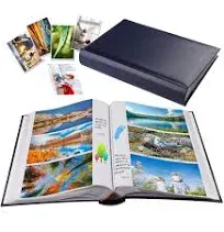 Photo Album 4x6 Photos Hold 402 Pockets with Memo Slip-in Pockets Photo Book, Leather Cover Picture Albums with Writing Space for Wedding Family Vacation Mother's Day Christmas Gifts Blue