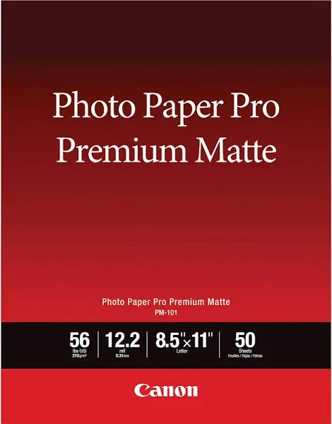 Canon 2 Pack Pro Premium Matte PM-101 Photo Paper, 8.5x11&#034;, 50 Sheets #8657B0042