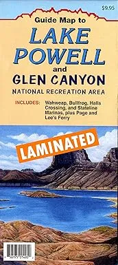 Guide Map to Lake Powell and Glen Canyon National Recreation Area Includes: Wahweap, Bullfrog, Halls Crossing, and Stateline Marinas, plus Page and Lee's Ferry Gloss Laminated