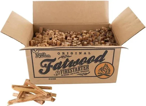 Earth Worth 2405 Fatwood Firestarter 25 Pound Box Fire Starter Sticks Firewood