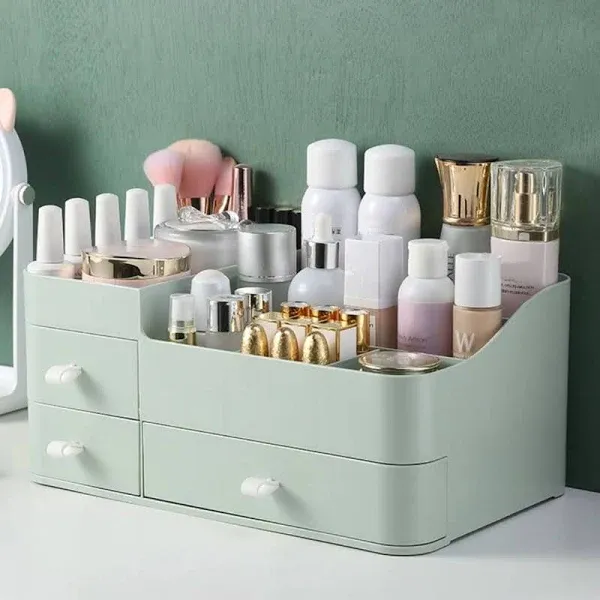 MIUOPUR Makeup Organizer for Vanity, Large Capacity Desk Organizer with Drawers for Cosmetics, Lipsticks, Jewelry, Nail Care, Skincare, Ideal for