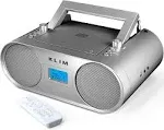 KLIM  Boombox B4 CD Player Portable Audio System - Silver - Excellent