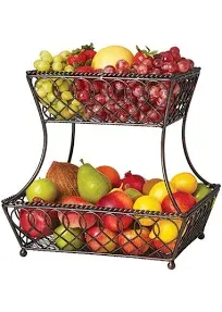 Gourmet Basics Loop and Lattice 2-Tier Basket