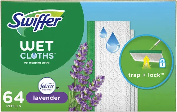 Swiffer Sweeper Wet Mopping Cloth Refills Lavender Scent 64 Count