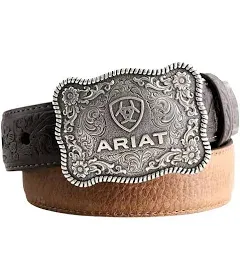 ARIAT Boy's Rectangle Rope Edge Shield Buckle Embossed Belt (Little Kids/Big Kids)