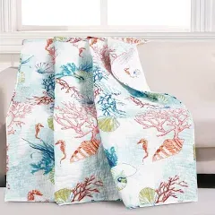 Barefoot Bungalow Sarasota Coastal Quilted Throw White Throw