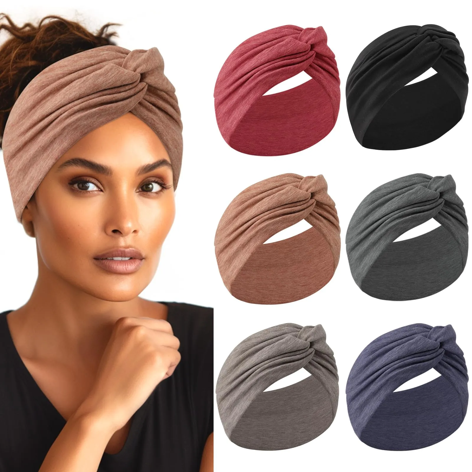 Extra Wide Headbands for Women, 7&#039;&#039; Large Cotton Like Turban Knotted Bandana ...