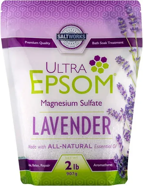 SaltWorks Ultra Epsom, Lavender Scented Premium Epsom 5 Pound Resealable Bag