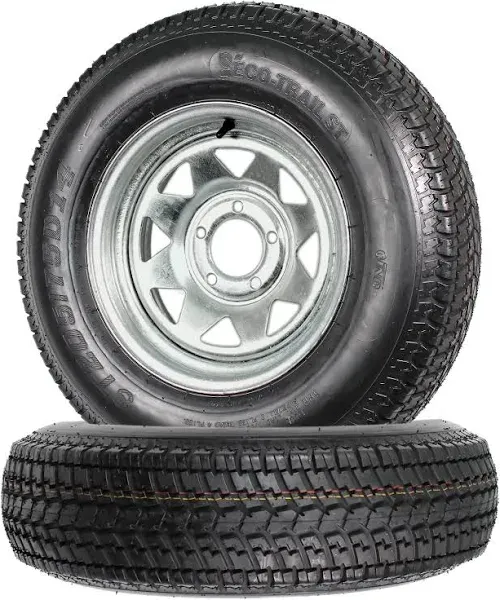 2PCS ST205/75D14 Trailer Tire with 14&#034; Rims, 205 75D14, 5 Lug 6PR, Load Range C