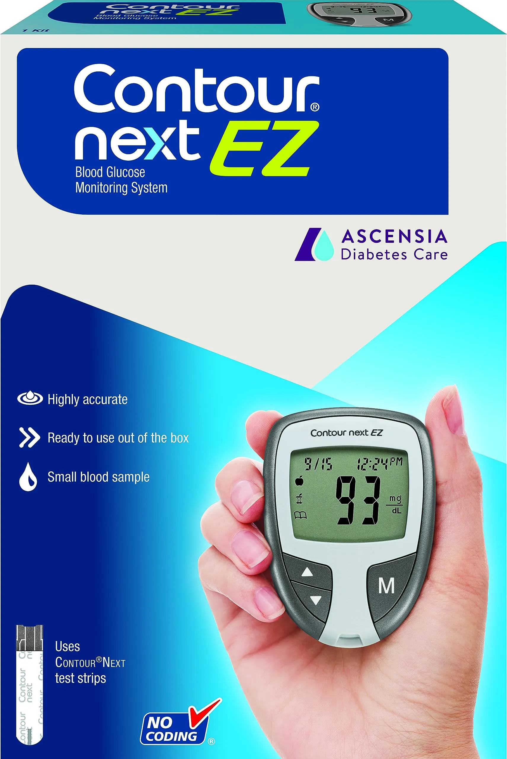 Contour Next EZ Blood Glucose Monitoring System Meter Strips Lancing Device NEW