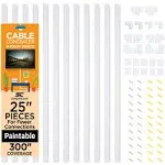 Cable Concealer On-Wall Cord Cover Raceway Kit - 12 White Cable Covers - Cable M