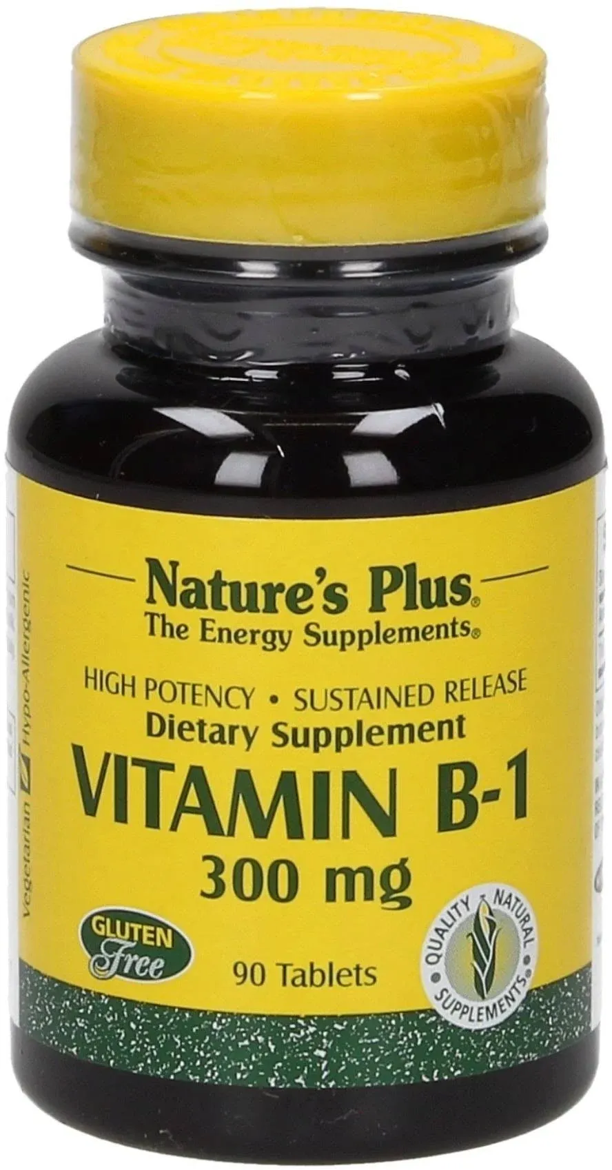 Natures Plus Vitamin B1 (Thiamin HCI) - 300 mg, 90 Vegetarian Tablets,... 