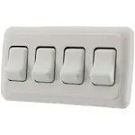 RecPro RV Switch SPST On/Off 4 Gang Bezel | 12V (White)