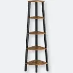 VASAGLE Industrial Bookcase, 5-Tier Corner Shelf, Plant Stand Wood Loo