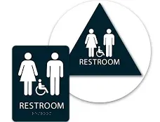 ALPHA DOG ADA SIGNS - Unisex Bathroom Sign Bundle with Braille for Your Business, Wall and Door, ADA Compliant, Indoor or Outdoor, Easy Installation, Made in the USA, Black