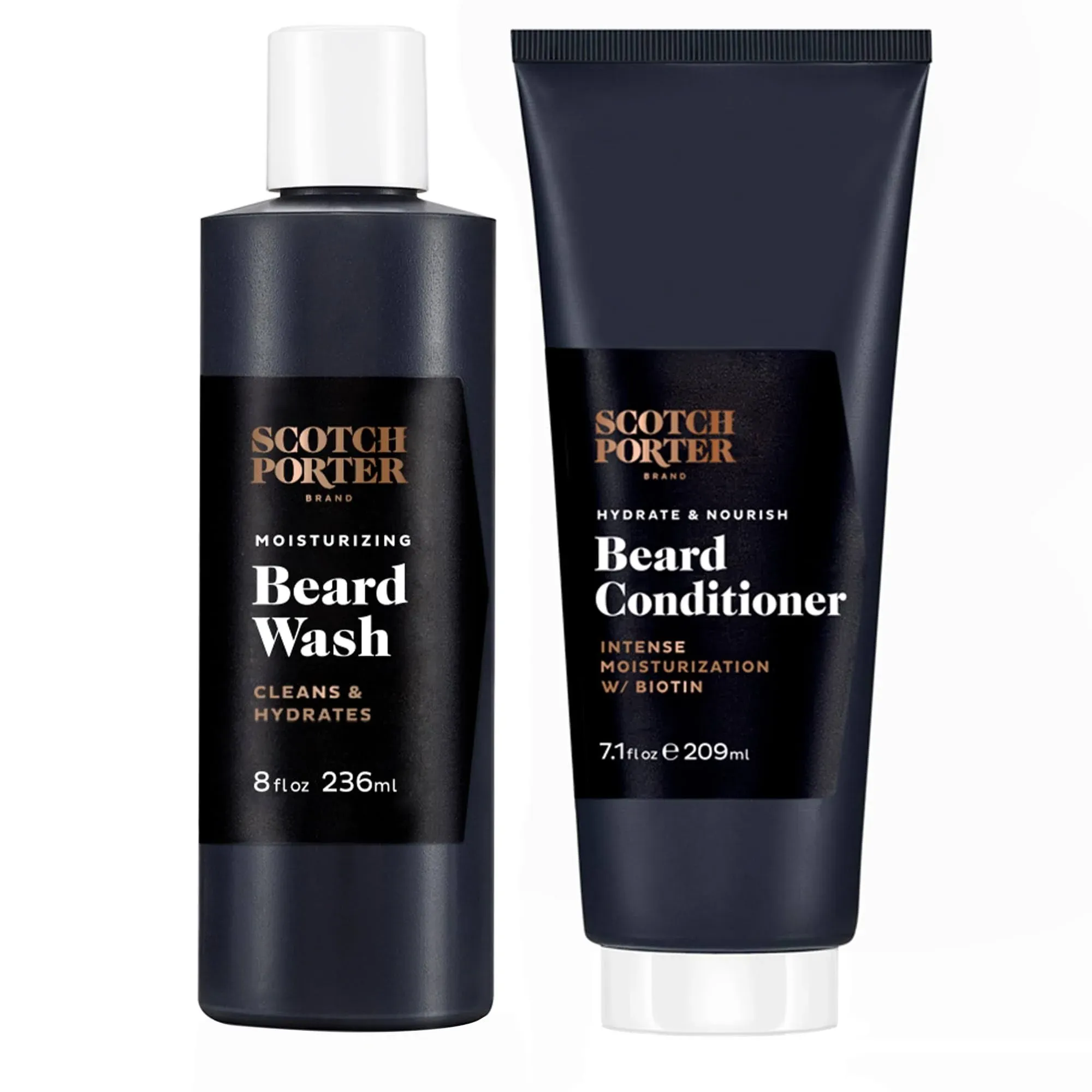 Scotch Porter Beard Wash & Conditioner Bundle – Cleanse, Moisturize, Hydrate & Soften Coarse, Dry Beard Hair while Encouraging Growth for a Fuller, Healthier-Looking Beard