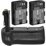 Battery Grip Kit for Canon Eos 70D Eos 80D Digital SLR Camera Includes Qty 2 BM Prmeium LP-E6 Batteries + BG-E14 Replacement Battery Grip