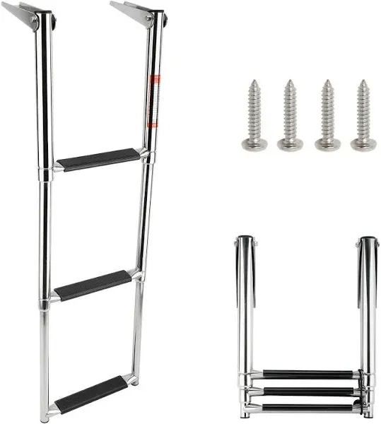 Amarine-made 3 Step Stainless Steel Telescoping Boat Ladder Swim