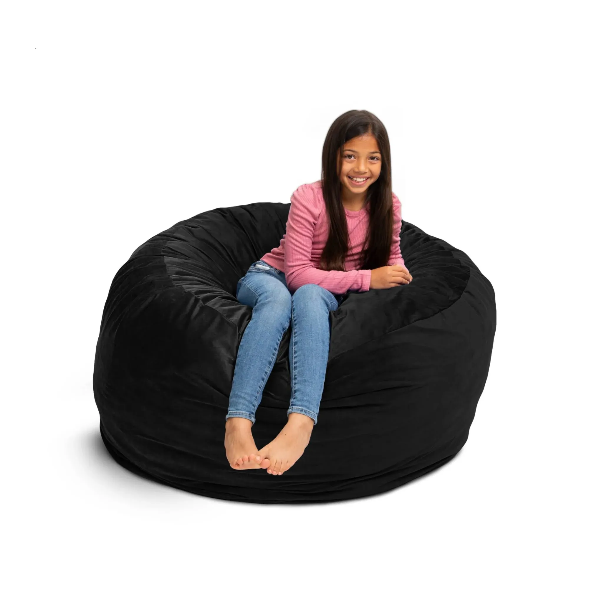 Ultimate Sack 4000: 4 Foot Bean Bag Chair Black Suede