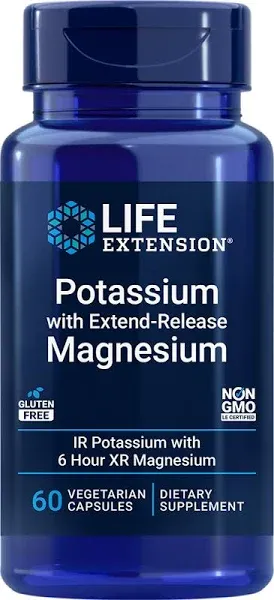 Life Extension Potassium with Extend-Release Magnesium- 60 Vegetarian Capsules