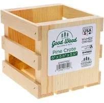 Good Wood by Leisure Arts Wooden Crate, Wood Crate Unfinished, crates for Display, crates for Storage, Wooden Unfinished, 6" x 5" x 5.25"