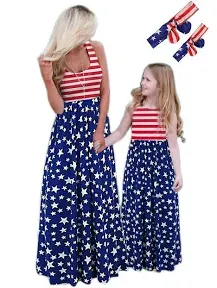 Mommy and Me Dresses Casual Floral Family Outfits Summer Matching Maxi Dress