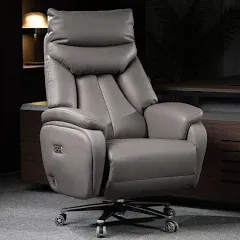 Kinnls Coast Upholstered Leather Power Reclining Office Chair Dual Motor / Cowhide Leather