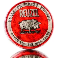 REUZEL Red Pomade, Medium All Day Hold, Water Soluble Styling, High Shine and Flake Free, Easy To Wash Out, For All Hairstyles