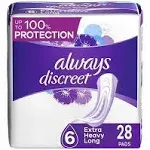 Always Discreet Extra Heavy Long Incontinence Pads; 28 Count