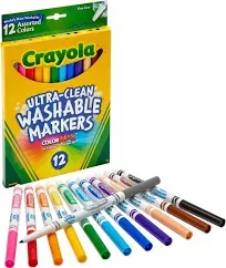 Crayola Ultra Clean Fine Line Markers (12ct), Washable Markers for Kids, Arts & Crafts, Coloring Book Markers, Toddler Stocking Stuffers