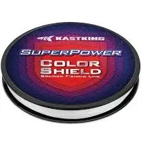 KastKing Superpower ColorShield Braided Fishing Line - Colorfast Braided Line, 100% Solution Dyed UHMWPE Fiber, Smooth & Strong Superline, Near Zero Stretch, Sensitive, High Abrasion Resistance