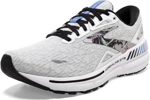 Men's Brooks Adrenaline GTS 23, White/Black/Orchid Bouquet, 7.5 D Medium