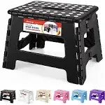 Acstep Folding Step Stool 9'' Tall Kids Step Stool Plastic Step Stools with Non-Slip Surface - Black, Size: 9 inch Tall