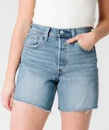 Levi&#039;s 501 Mid Thigh Denim Shorts Med Blue Size 32 2589