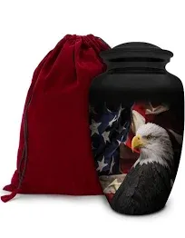 Cremation Urn Patriotic Hearts Eagle Urn for Human Ashes | American Flag Adults