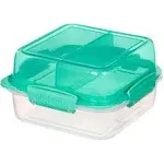 Sistema 1.24L Lunch Stack Square to Go Assorted Colours, Polypropylene, 1.24 Litre